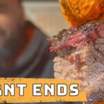 Cubed brisket burnt ends piled on a board